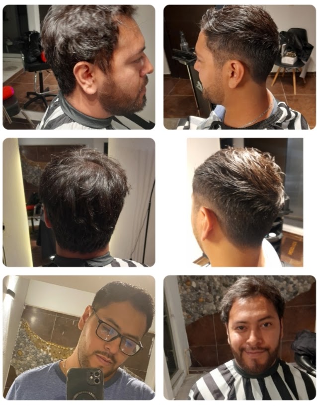 Antes y después de corte de cabello profesional en HRM ESTUDIO Tlaxcala